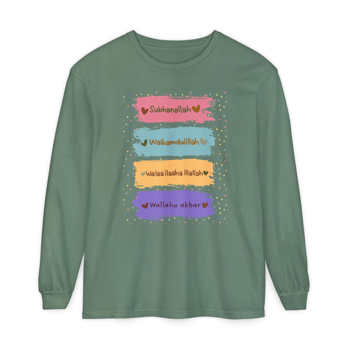 Zikr Dhikr Typographic Long Sleeve Tee T-Shirt - Colorful Cozy Soft Cotton Unisex Long Sleeve Tee