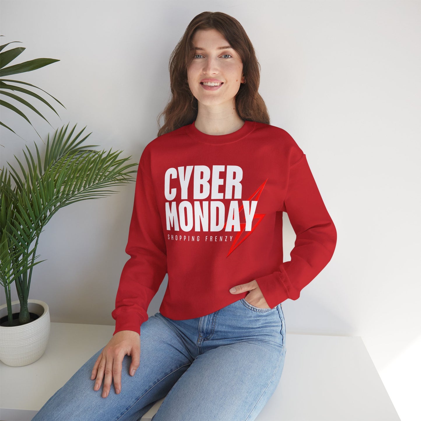 Cyber Monday Shopping Frenzy Sweatshirt - Lightning Graphic Crewneck