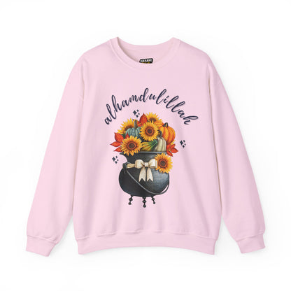 Alhamdulillah Classic Pot Floral Gratitude Graphic Sweatshirt - Alhamdulillah Typography Islamic Unisex Sweatshirt