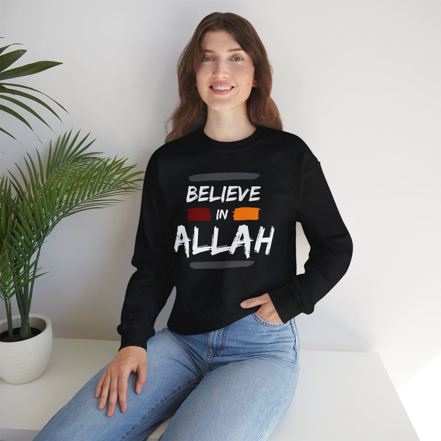 Believe in Allah Typographic Sweatshirt - Cozy Soft Cotton Unisex Statement Sweatshirt