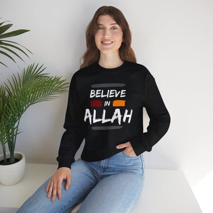 Believe in Allah Typographic Sweatshirt - Cozy Soft Cotton Unisex Statement Sweatshirt