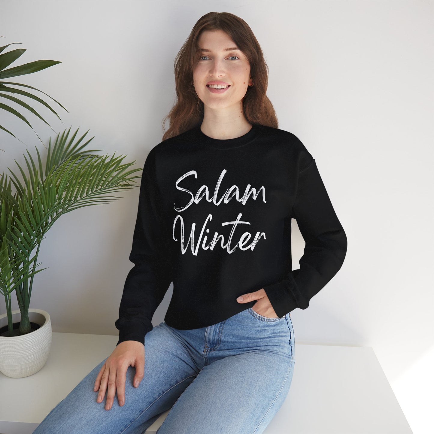Salam Winter Typographic Sweatshirt - Cozy Soft Cotton Unisex Minimalist Graphic Sweatshirt