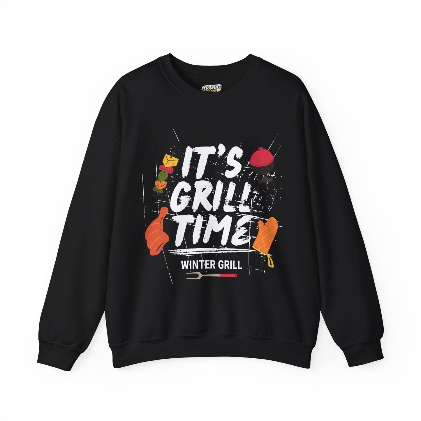 Winter Grill Typography Sweatshirt - Cozy Soft Cotton Unisex BBQ Graphic Sweatshirt