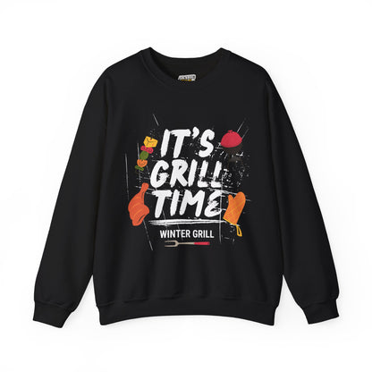 Winter Grill Typography Sweatshirt - Cozy Soft Cotton Unisex BBQ Graphic Sweatshirt