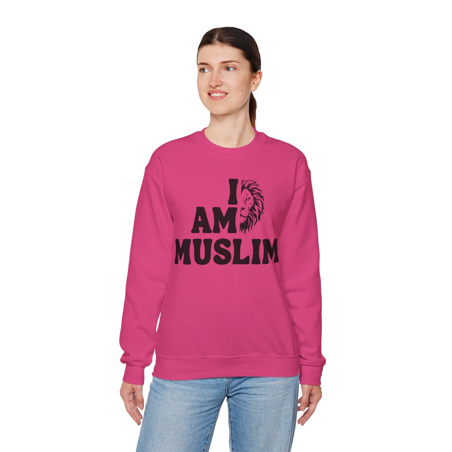 I Am Muslim Typographic Sweatshirt - Lion Cozy Soft Cotton Unisex Sweatshirt
