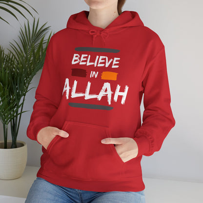 Believe in Allah Typographic Hoodie - Cozy Soft Cotton Unisex Statement Hoodie