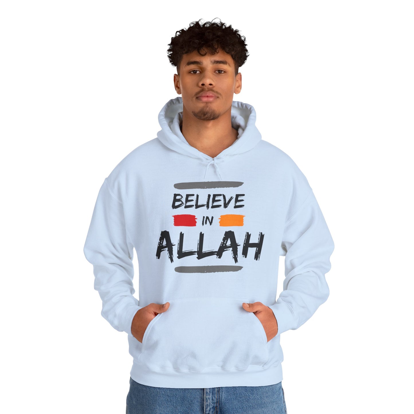 Believe in Allah Typographic Hoodie - Cozy Soft Cotton Unisex Statement Hoodie