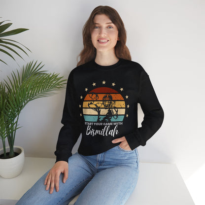 Start Your Game With Bismillah Graphic Sweatshirt - Soft Cotton Game Motivation Bismillah Typography Unisex Sweatshirt