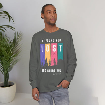 He Found You lost And Guide You Graphic Long-Sleeve Tee T-Shirt - He Found You lost And Guide You Typography Islamic Unisex Long-Sleeve Tee