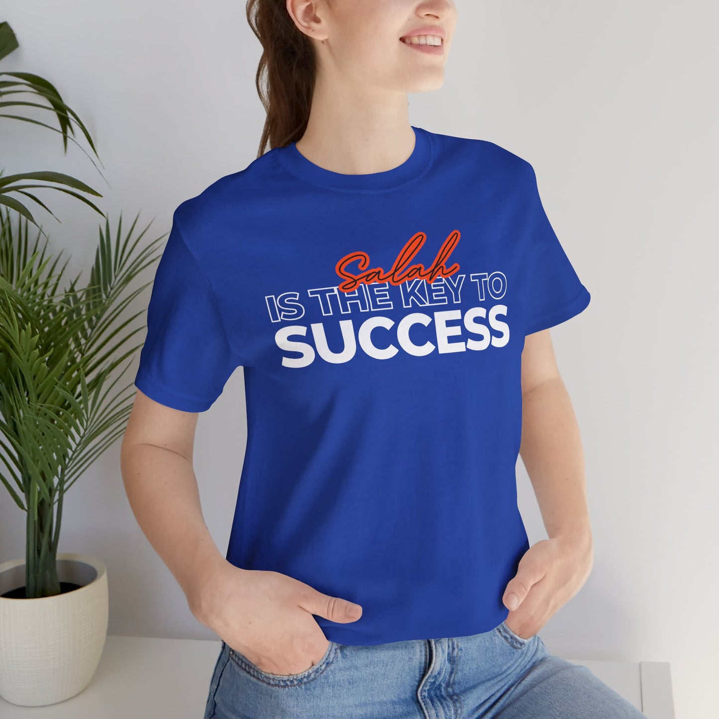 Salah is the Key to Success Typographic Tee T-Shirt - Cozy Soft Cotton Unisex Statement Tee