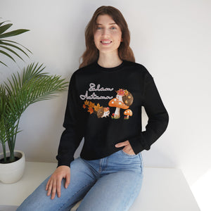 Salam Autumn Cute Hedgehog Mushroom Graphic Sweatshirt - Cozy Autumn Cute Hedgehog Mushroom Graphic Unisex Sweatshirt