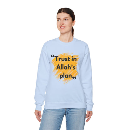 Trust in Allah's Plan Typographic Sweatshirt - Note Cozy Soft Cotton Unisex Sweatshirt