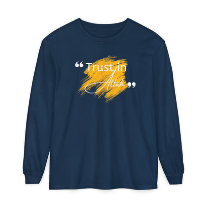 Trust in Allah Graphic Tee Long-Sleeve T-Shirt - Trust in Allah Typography Islamic Unisex Long-Sleeve Tee