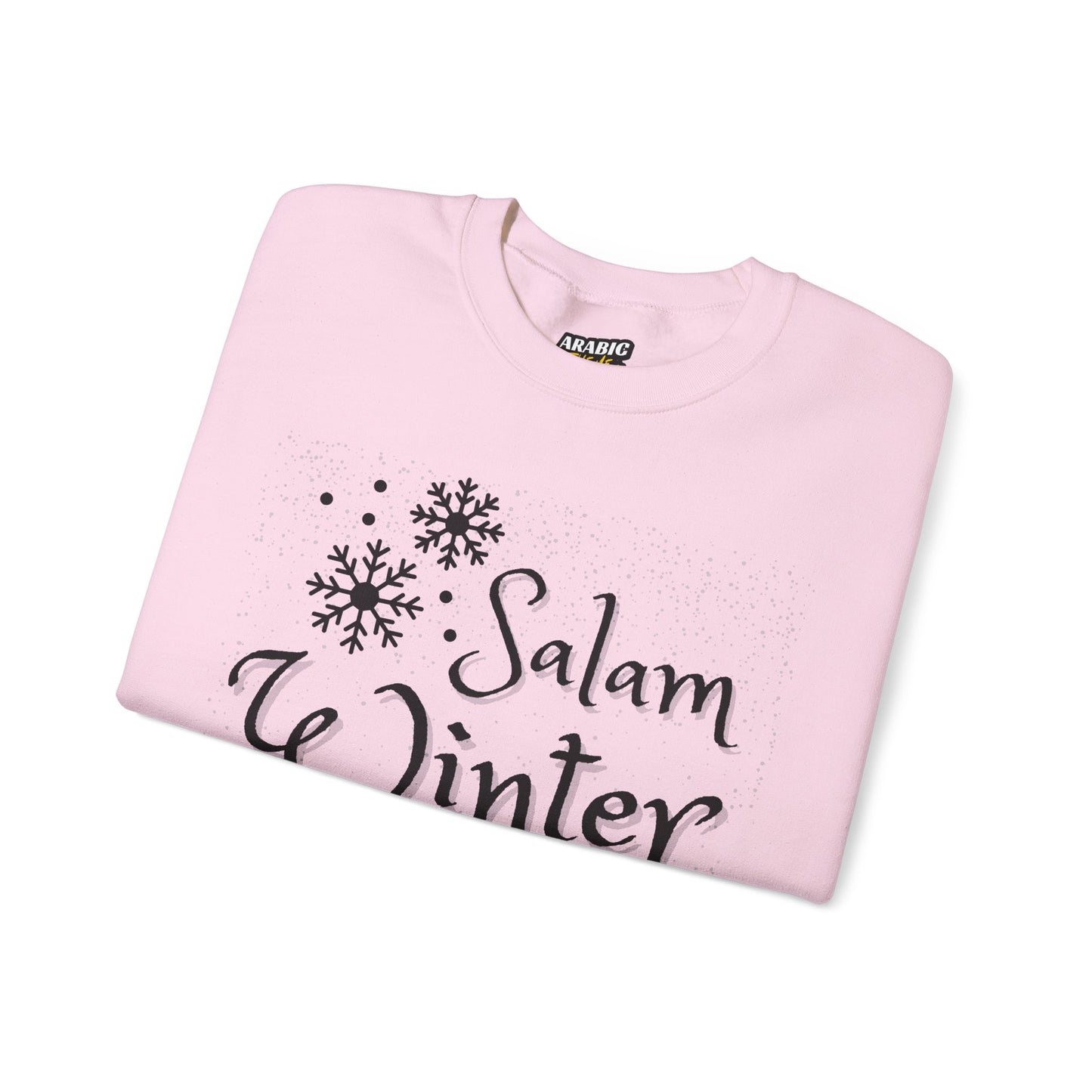 Salam Winter Typographic Sweatshirt - Cozy Soft Cotton Unisex Snowflake Graphic Sweatshirt